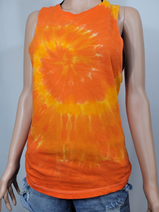 Women's Tie-Dyed Festival Tank - Orange Spiral