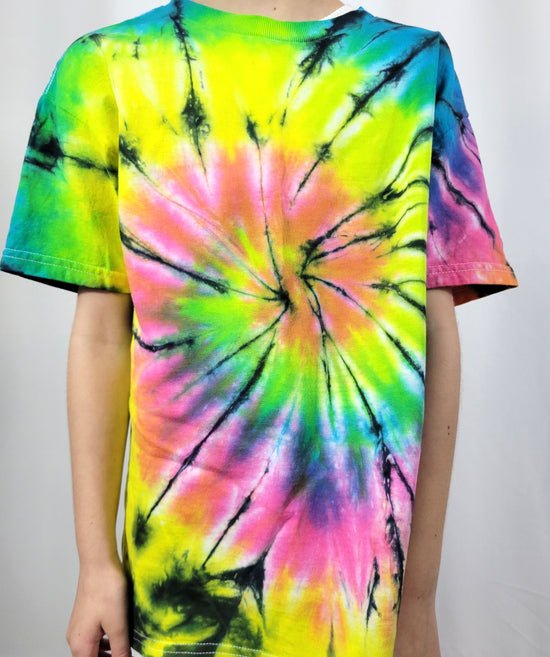 Neon Spiral Kid's Tie-Dyed T Shirt