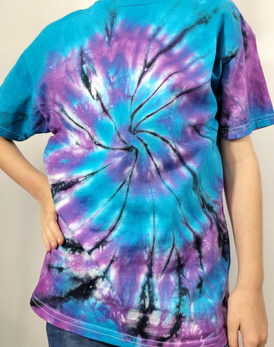 Purple + Blue Spiral Kid's Tie-Dyed T Shirt